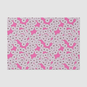 Papier Mousseline Motif de fleurs Art déco - blanc sur rose