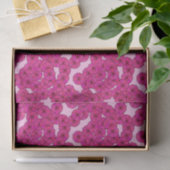 Papier Mousseline Motif de fleurs Art Déco - magenta sur rose (Cadeau)