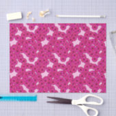 Papier Mousseline Motif de fleurs Art Déco - magenta sur rose (Artisanat)