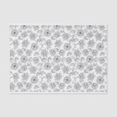 Papier Mousseline motif de fleurs blanches et noires (Recto)