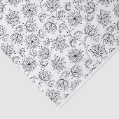 Papier Mousseline motif de fleurs blanches et noires (Détail)