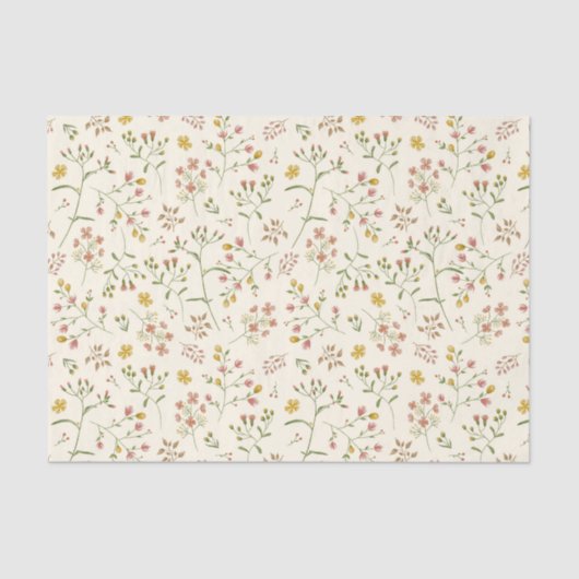 Papier Mousseline Motif de fleurs d'aquarelle (Recto)