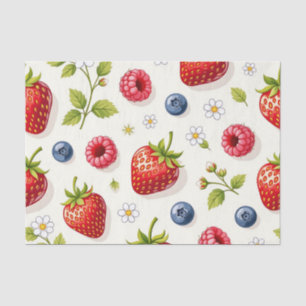 Papier Mousseline Motif de fleurs de cerisier et fruits frais d'été