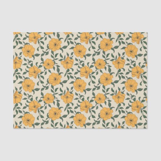 Papier Mousseline Motif de fleurs de crapaud orange (Recto)