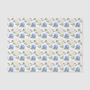 Papier Mousseline Motif de fleurs d'hydrangea bleues élégantes