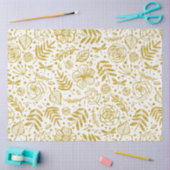 Papier Mousseline Motif de fleurs d'or et de blanc (Artisanat)