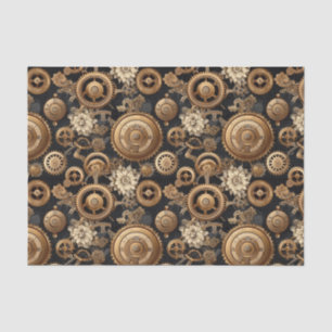 Papier Mousseline Motif de fleurs et engrenages en vapeur