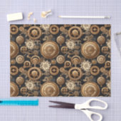 Papier Mousseline Motif de fleurs et engrenages en vapeur (Artisanat)