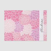 Papier Mousseline Motif De Fleurs, Fleurs De Dahlia Rose, Votre Nom (Recto)