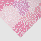 Papier Mousseline Motif De Fleurs, Fleurs De Dahlia Rose, Votre Nom (Détail)