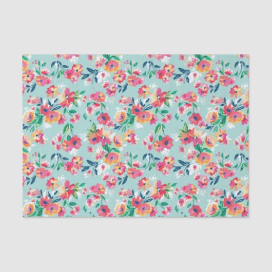 Papier Mousseline Motif de fleurs peint (Recto)