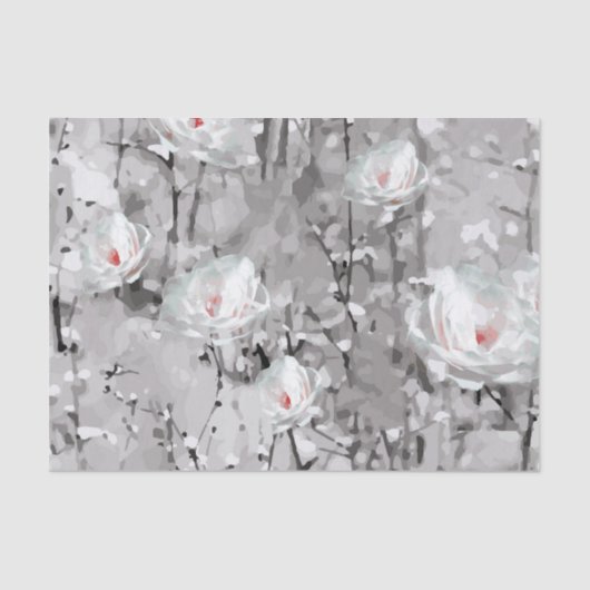 Papier Mousseline Motif de fleurs peint moderne d'hiver (Recto)