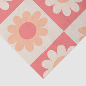 Papier Mousseline motif de fleurs rétro À damiers Peach Fuzz (Détail)