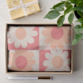 Papier Mousseline motif de fleurs rétro À damiers Peach Fuzz (Cadeau)