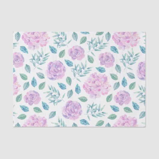Papier Mousseline Motif de fleurs rose clair et violet (Recto)
