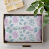 Papier Mousseline Motif de fleurs rose clair et violet (Cadeau)