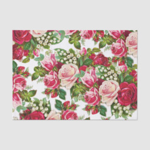 Papier Mousseline Motif de fleurs rose rouge vintage chic de roses