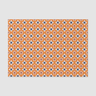 Papier Mousseline Motif de fleurs rouge blanc orange vintage de
