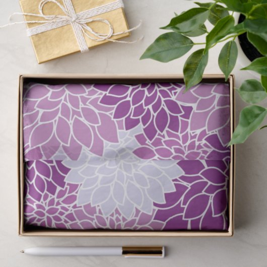 Papier Mousseline Motif de fleurs violettes (Cadeau)
