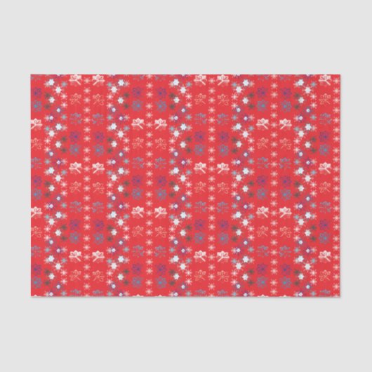 Papier Mousseline Motif de flocon de neige moderne Red Christmas (Recto)