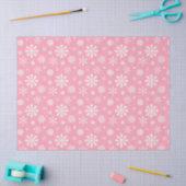 Papier Mousseline Motif de flocons de neige blancs sur fond rose cla (Artisanat)