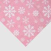 Papier Mousseline Motif de flocons de neige blancs sur fond rose cla (Détail)