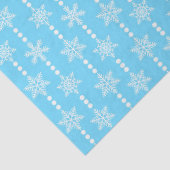 Papier Mousseline Motif de flocons de neige bleu clair et blanc (Détail)