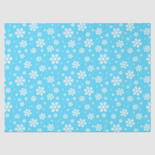 Papier Mousseline Motif de flocons de neige de Noël bleu clair et bl