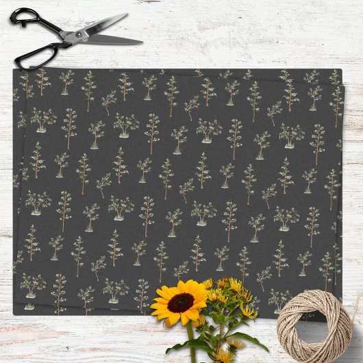Papier Mousseline Motif de forêt d'arbres verts