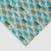 Papier Mousseline Motif De Formes Turquoises Et Oranges (Détail)