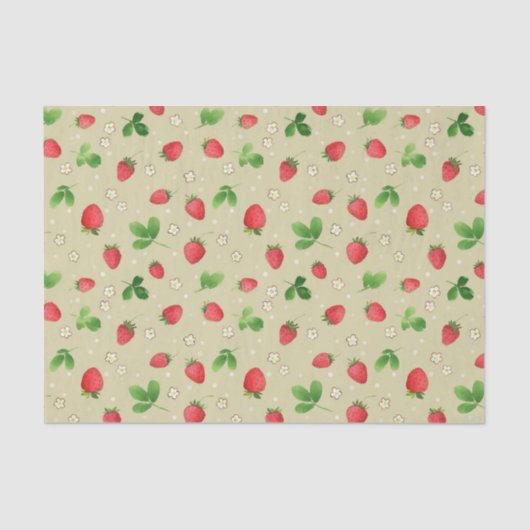 Papier Mousseline Motif de fraises d'aquarelle (Recto)