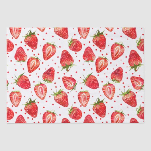 Papier Mousseline Motif de fraises et de points (Recto)