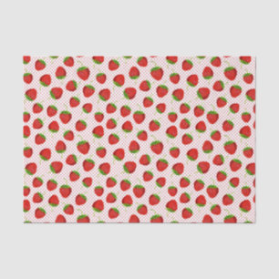 Papier Mousseline Motif de fraises et de points rouges