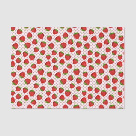 Papier Mousseline Motif de fraises et de points rouges (Recto)