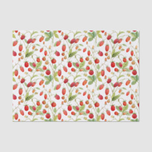 Papier Mousseline Motif de fraises sauvages Aquarelle