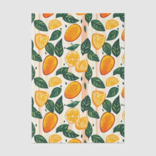 Papier Mousseline Motif de fruits d'agrumes avec Feuilles verts