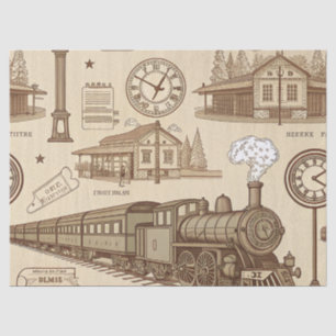 Papier Mousseline Motif de gare vintage (1)