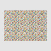 Papier Mousseline Motif de grains de café Java bleu jaune marron rét (Recto)