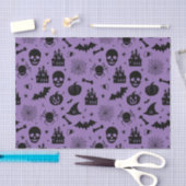 Papier Mousseline Motif de Halloween pourpre et noir (Artisanat)