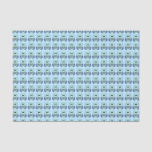 Papier Mousseline Motif de hibou bleu clair mignon
