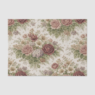 Papier Mousseline Motif de jardin de roses blush antiques