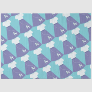 Papier Mousseline Motif de jupes de caniche bleu et blanc