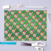 Papier Mousseline Motif de la boule Santa Hat Nine sur Vert (Artisanat)
