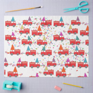 Papier Mousseline Motif de la Fête du Camion Rouge