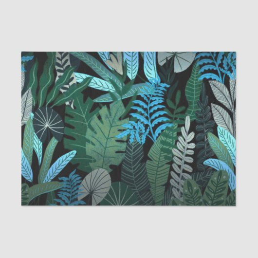 Papier Mousseline Motif de la jungle bleu exotique Aloha tropicale l (Recto)