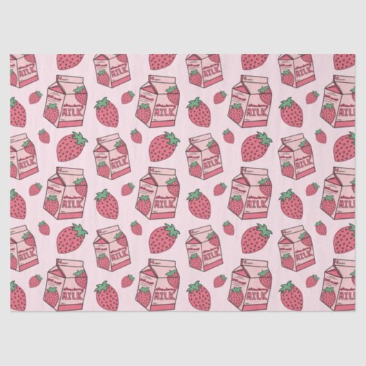 Papier Mousseline Motif de lait de fraise mignonne (Recto)