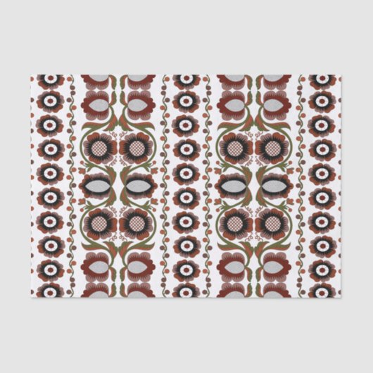 Papier Mousseline Motif de l'art folklorique estonien avec fleurs (Recto)