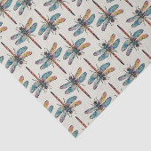 Papier Mousseline Motif de libellule coloré (Détail)