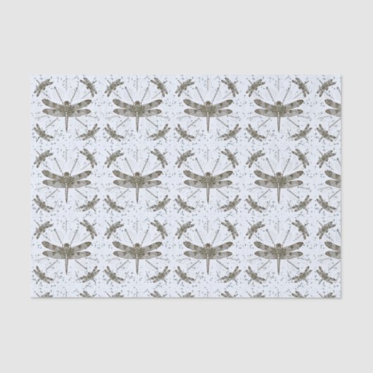 Papier Mousseline Motif de libellules d'or - lumière (Recto)