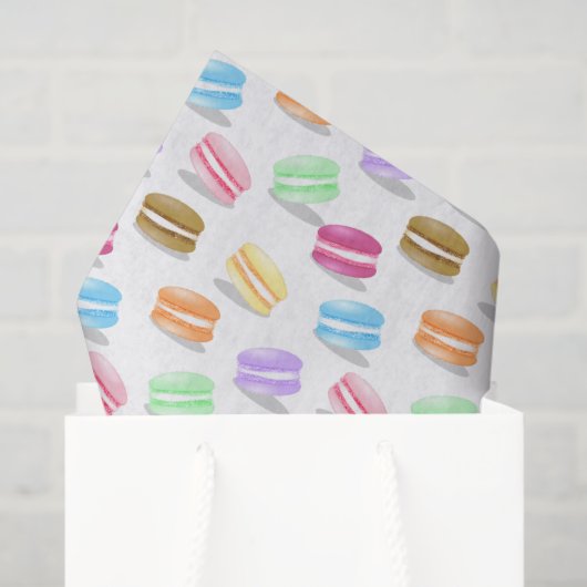 Papier Mousseline motif de macarons colorés (Sac cadeau)